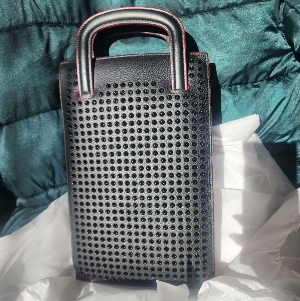 Authentic Christian Louboutin Black Studded Handbag Or Clucth Bag